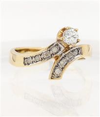 Lady's Diamond Fashion Ring 9 Diamonds .28 Carat T.W. 14K Yellow Gold 3.71g